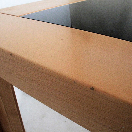 Image 1 of Vintage wood and glass dining table by Afra Scarpa for Cassina, 1980