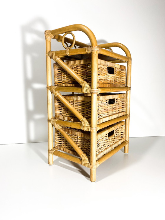 Image 1 of Comodino vintage in rattan