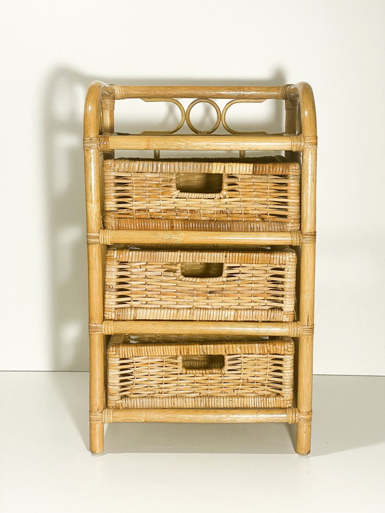 Image 1 of Comodino vintage in rattan