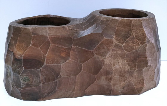 Image 1 of Gouge Vintage Solid Carved Wood Penholder