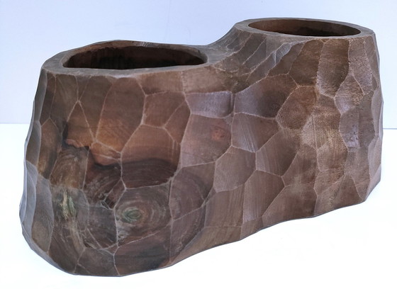 Image 1 of Gouge Vintage Solid Carved Wood Penholder