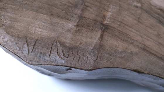 Image 1 of Gouge Vintage Solid Carved Wood Penholder