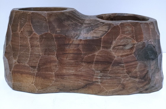 Image 1 of Gouge Vintage Solid Carved Wood Penholder