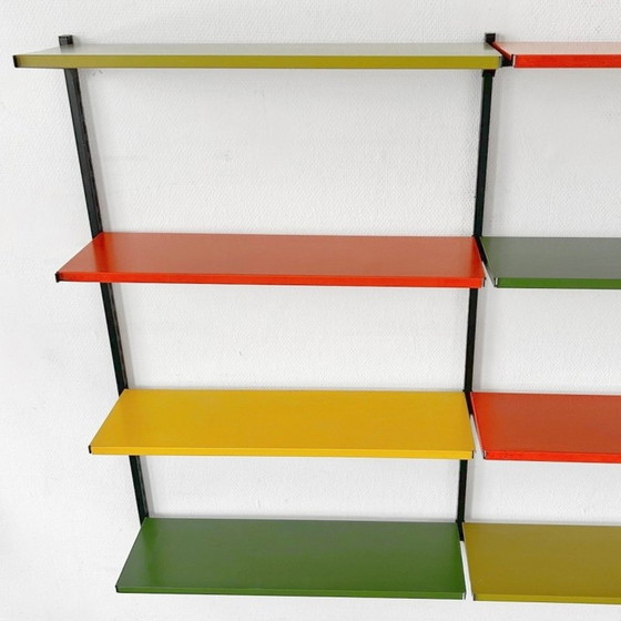 Image 1 of Mid - Century Tomado wall system metal orange green yellow 1950's