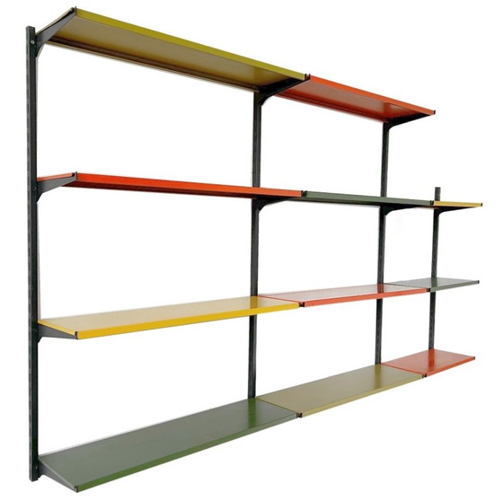 Image 1 of Mid - Century Tomado wall system metal orange green yellow 1950's