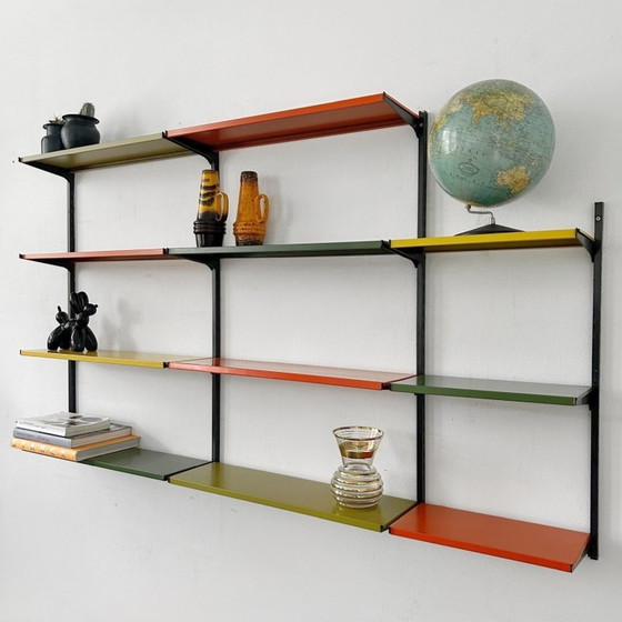 Image 1 of Mid - Century Tomado wall system metal orange green yellow 1950's