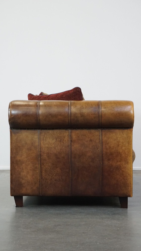 Image 1 of Sheep Leather 2.5 Seater Sofa With Fabric Cushions