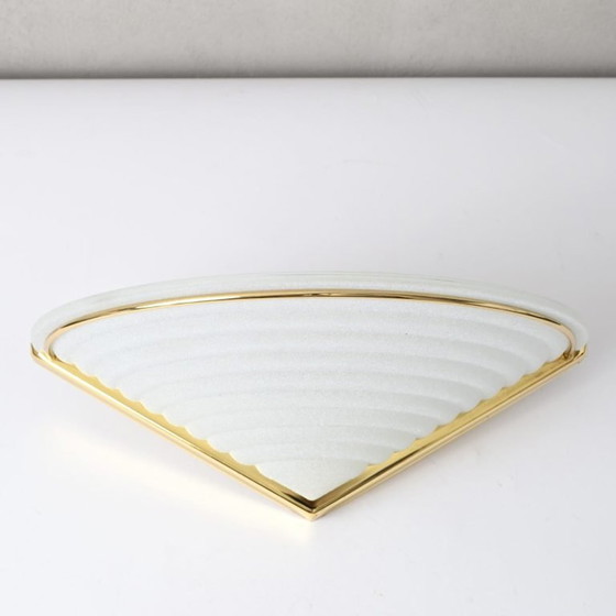 Image 1 of Hollywood Regency Massive Wall Light Brass And Frosted Glass