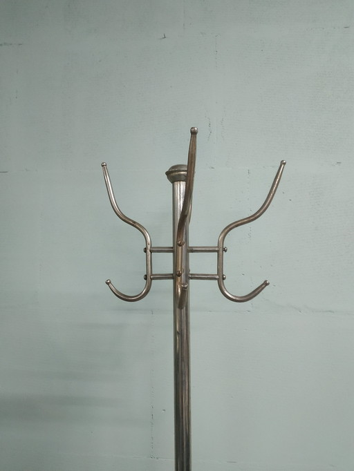 Vintage Tripod Industrial Metal Chrome Coat Rack