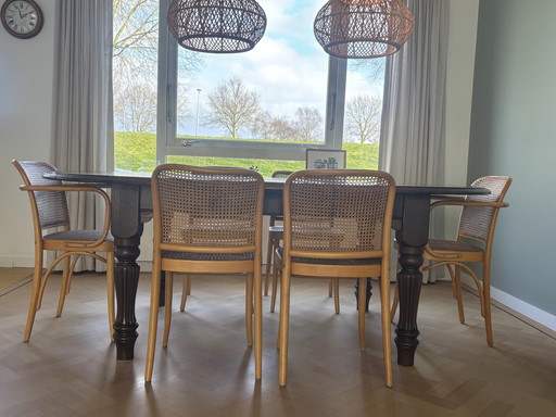 1X Dining Table Oak, 6X Chair