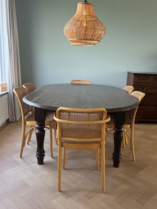 1X Dining Table Oak, 6X Chair