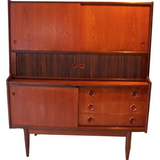 Vintage teak highboard by Johannes Andersen for Oy Wilh. Schauman, 1969