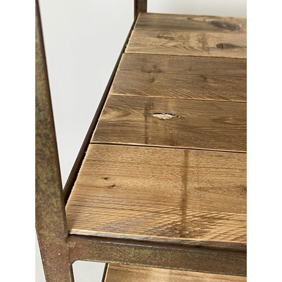 Image 1 of Vintage metal and wood shelf, Czechoslovakia