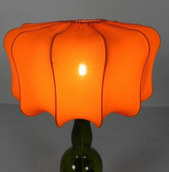 Image 1 of Lampe de table en forme de bouteille de vin avec abat-jour en tissu, 1970