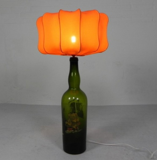 Lampe de table en forme de bouteille de vin avec abat-jour en tissu, 1970