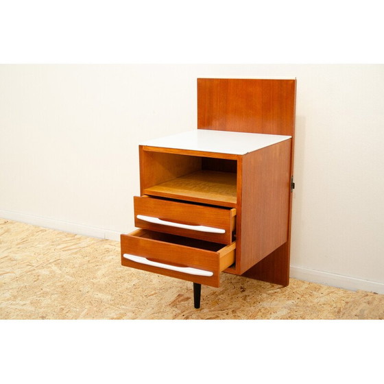 Image 1 of Pair of vintage bedside tables in beech wood and white glass by Mojmír Požár for Up Závody, Czechoslovakia 1960