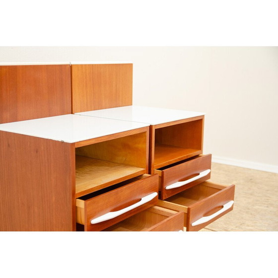 Image 1 of Pair of vintage bedside tables in beech wood and white glass by Mojmír Požár for Up Závody, Czechoslovakia 1960