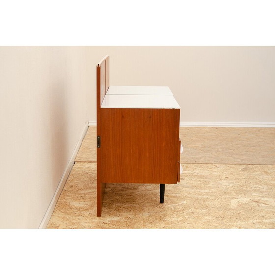 Image 1 of Pair of vintage bedside tables in beech wood and white glass by Mojmír Požár for Up Závody, Czechoslovakia 1960