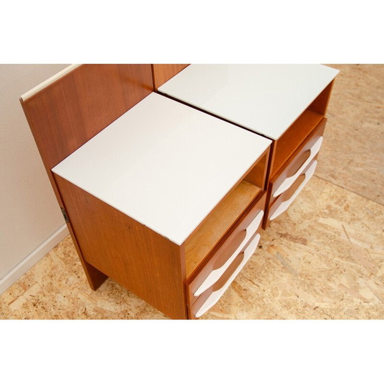 Image 1 of Pair of vintage bedside tables in beech wood and white glass by Mojmír Požár for Up Závody, Czechoslovakia 1960