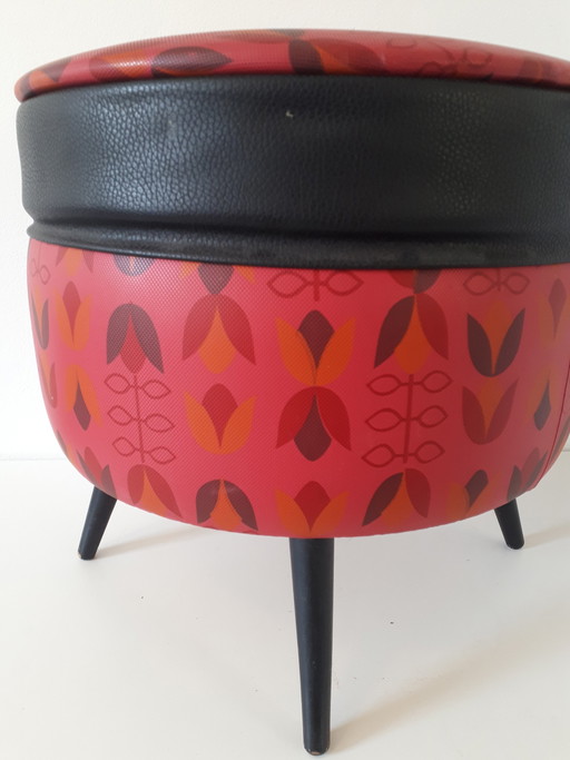 vintage poef fifties bijzettafel – opbergkast, Skai, Wood (photo 2 of 10)
