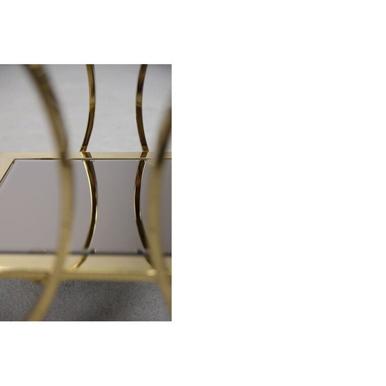 Image 1 of Pair of vintage coffee tables in gilt metal and glass, Italy 1960