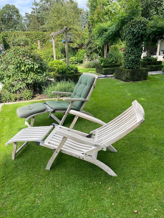 Image 1 of 2x Sunfurniture chaises longues en bois teck