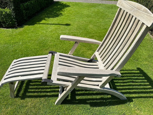 2x Sunfurniture chaises longues en bois teck