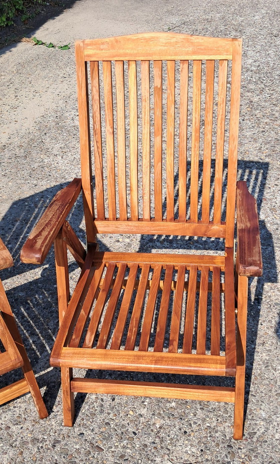 Image 1 of Teak Standing Chairs, Folding