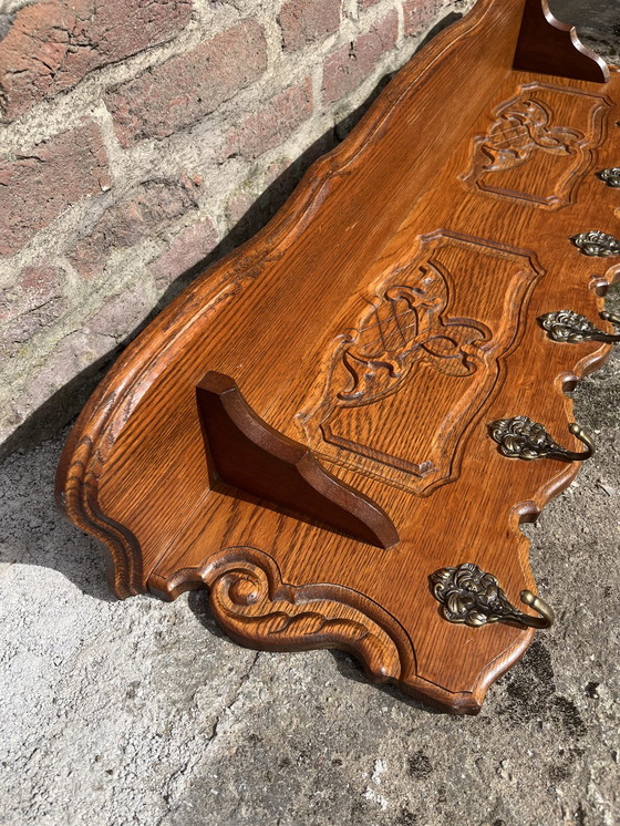 Image 1 of Solid Oak Coat Rack