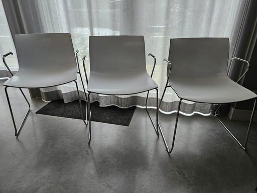 3 X Arper Catifa 53 Chair With Drag Leg And Armrest