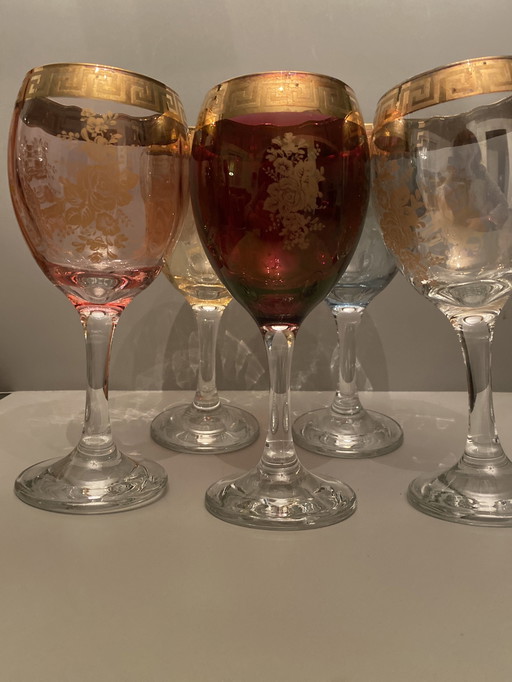 5 Murano Footed Glasses