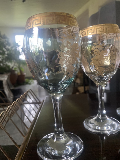 5 Murano Footed Glasses