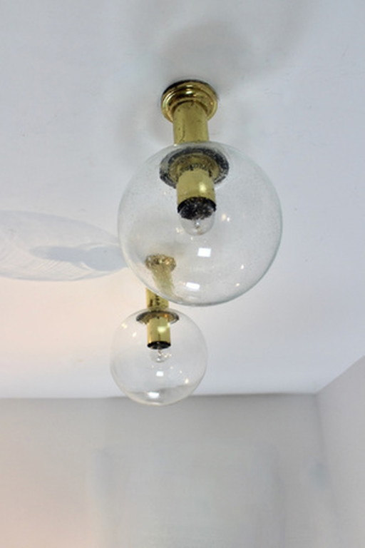 Glashütte Limburg Brass & Glass Globe Flush Mounts