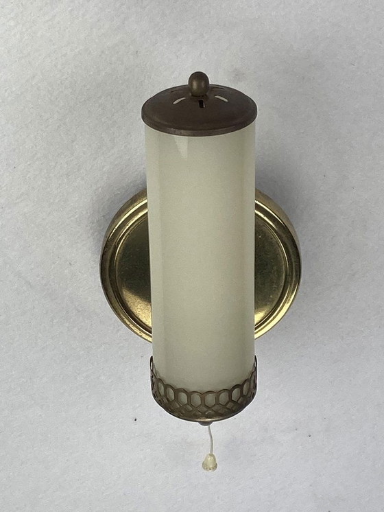 Image 1 of Art Deco Tubular Brass Wall Sconces, 1930S