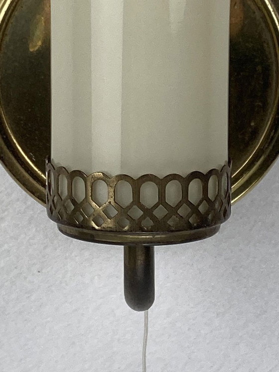 Image 1 of Art Deco Tubular Brass Wall Sconces, 1930S