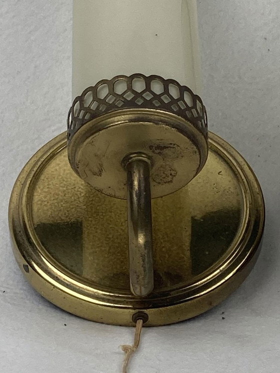 Image 1 of Art Deco Tubular Brass Wall Sconces, 1930S