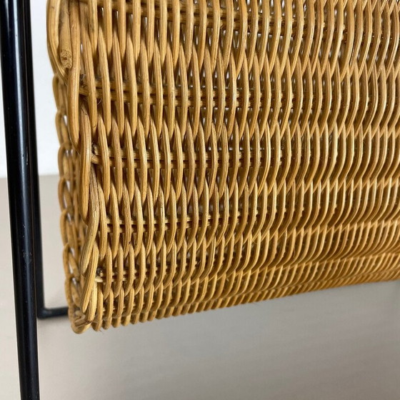 Image 1 of Mid-century rattan Bauhaus magazine rack, France 1970s