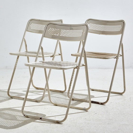 Image 1 of Vintage white metal folding chair, 1980