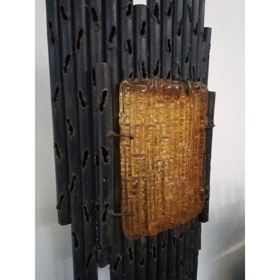 Image 1 of Pair of vintage glass plate wall lamps by Marcello Fantoni, Italy 1970