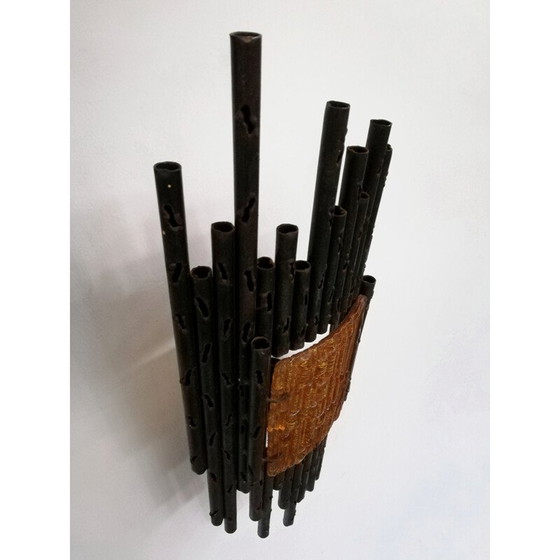 Image 1 of Pair of vintage glass plate wall lamps by Marcello Fantoni, Italy 1970
