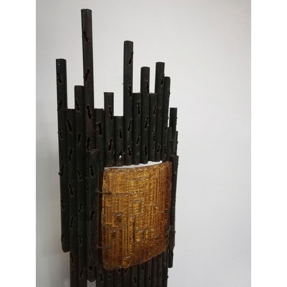 Image 1 of Pair of vintage glass plate wall lamps by Marcello Fantoni, Italy 1970