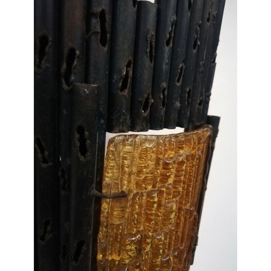 Image 1 of Pair of vintage glass plate wall lamps by Marcello Fantoni, Italy 1970