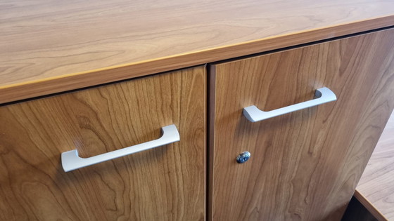 Image 1 of One Desk, One Drawer Block And One File Cabinet.