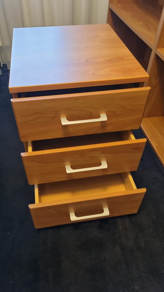 Image 1 of One Desk, One Drawer Block And One File Cabinet.