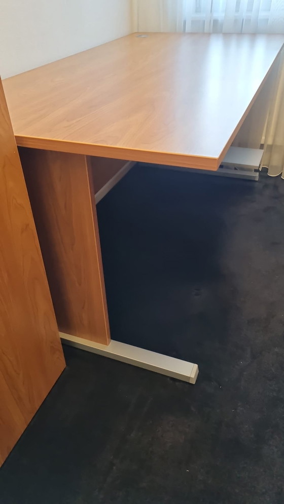 Image 1 of One Desk, One Drawer Block And One File Cabinet.