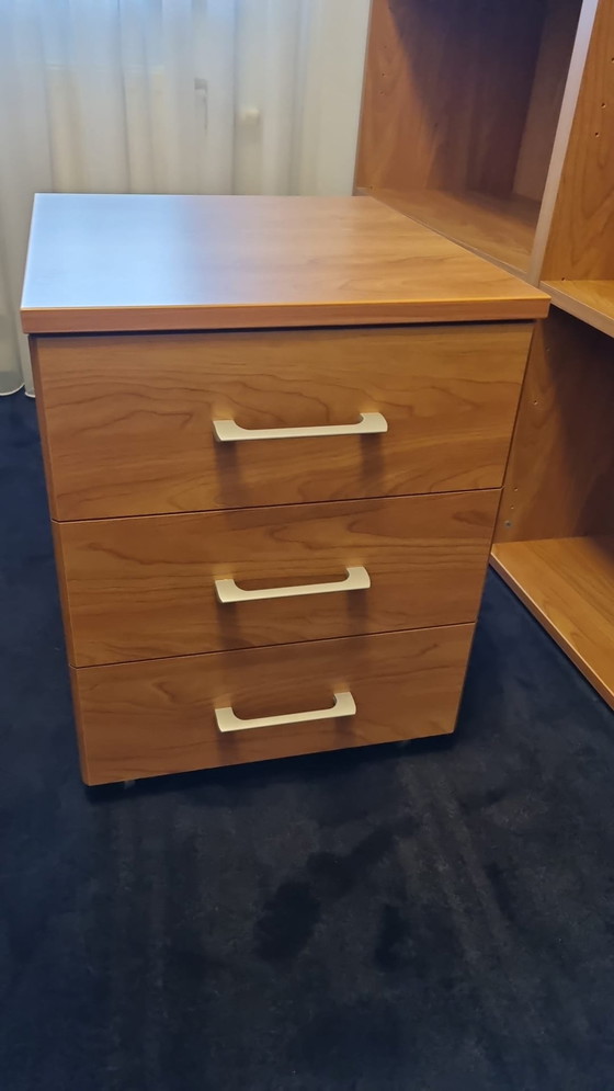 Image 1 of One Desk, One Drawer Block And One File Cabinet.