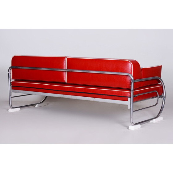 Image 1 of Poltrona vintage in pelle rosso ciliegia di Slezak Factories, anni '30