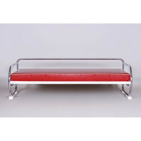 Image 1 of Poltrona vintage in pelle rosso ciliegia di Slezak Factories, anni '30