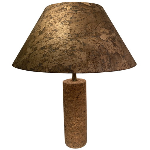  Mid-Century Italian Cork And Brass Table Lamp