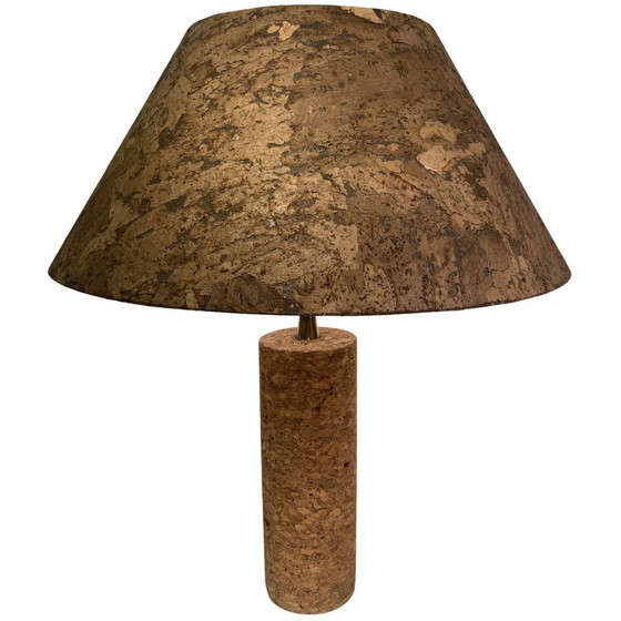 Image 1 of  Mid-Century Italian Cork And Brass Table Lamp